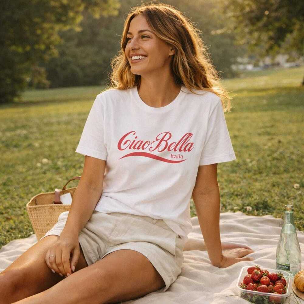 Ciao Bella Script Logo T-Shirt Italian Phrase Tee